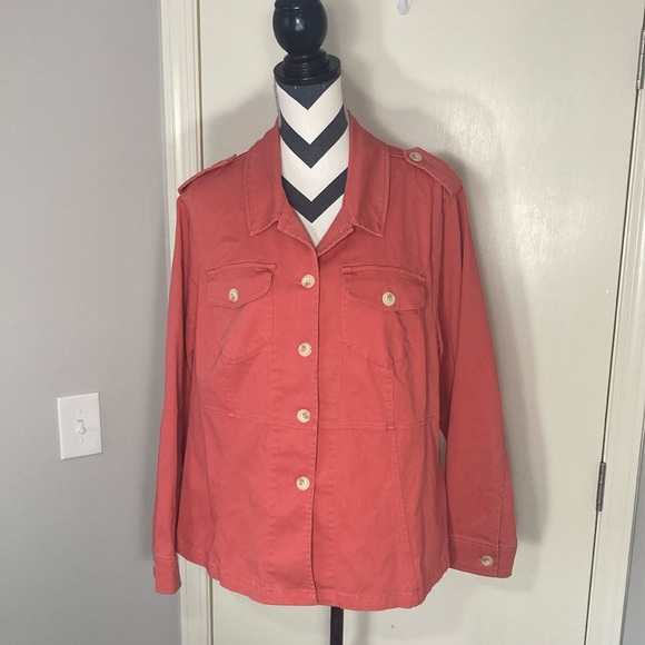 Torrid Orange Long Sleeve Button-Up‎ Jacket Plus Size 2X - Picture 1 of 10